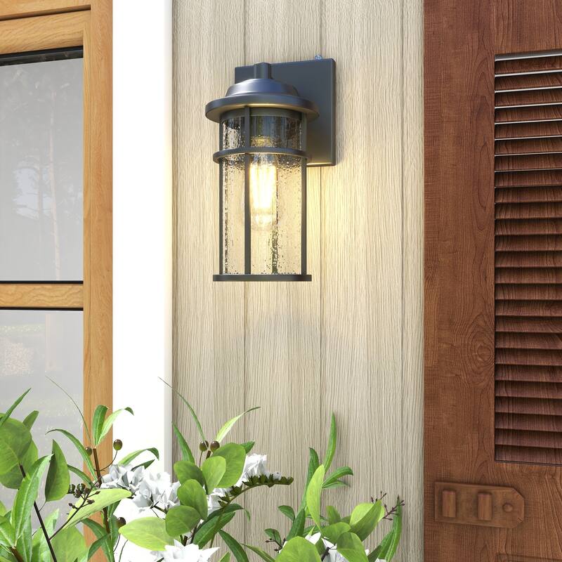 1-Light Black Dusk-to-Dawn Outdoor Wall Light