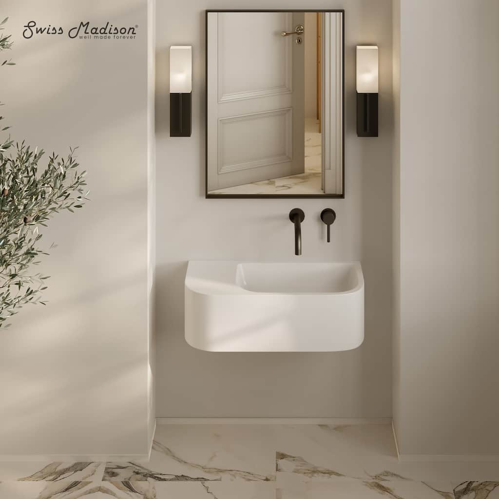 Carre 25" Solid Surface Oval Wall-Mounted Sink In Matte White - 25