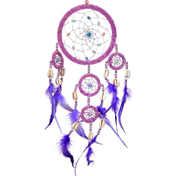 Kheops International Beaded Feathers Iridescent Dreamcatcher - 20 Inch