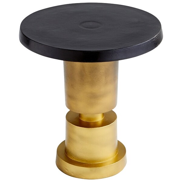 Cyan Design 09709 Geo 20-1/2" Diameter Aluminum Accent Table - Brass / Black