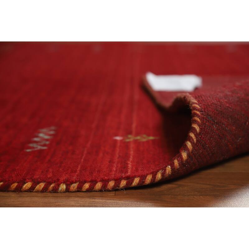 Hand Knotted Oriental 100% Wool Carpet Tribal Animal Pictorial Red Gabbeh Area Rug - 7' 6'' X 5' 0''