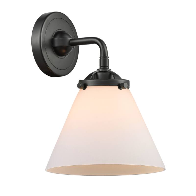 Innovations Lighting Large Cone Single Light 9" Tall Bathroom Sconce - Oil Rubbed Bronze / Matte White Cased