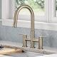 preview thumbnail 16 of 86, KRAUS Oletto Bridge Kitchen Faucet with 2-Function Pull-Down Sprayhead SFACB - Spot Free Antique Champagne Bronze - KPF-3122 Pulldown faucet 15 7/8" Height