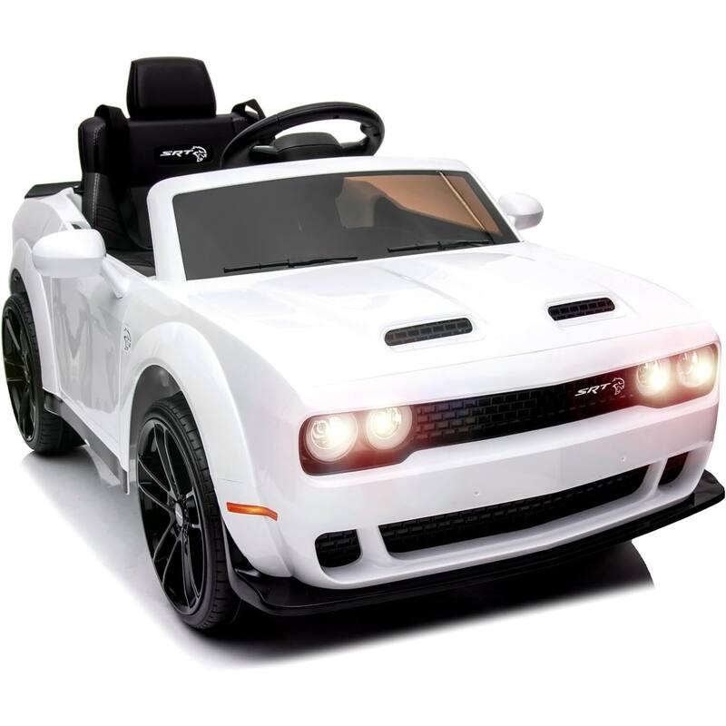 Kids Electric Car Licensed Dodge Challenger Ride On Car 12V - White