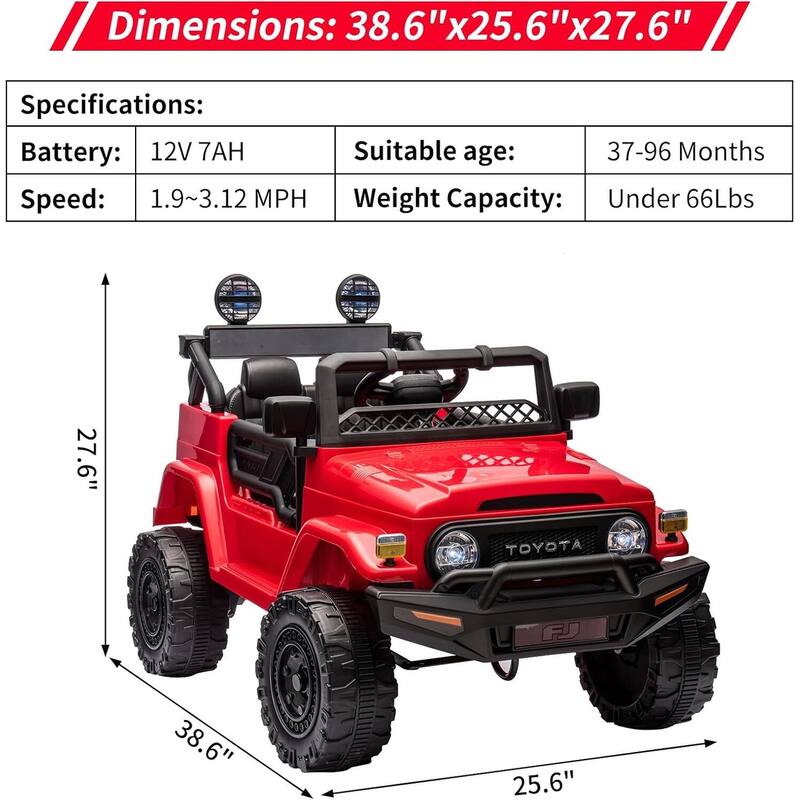 Licensed Toyota Battery Powered Electric 12V Ride on Car for Kids