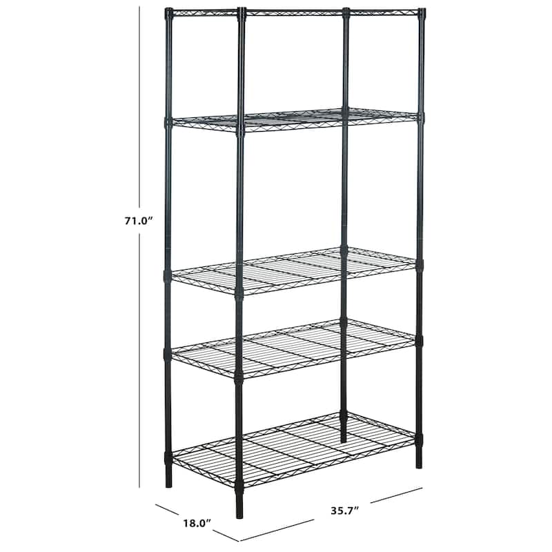 SAFAVIEH Storage Debi 5 Tier Heavy Duty Commercial Chrome Wire Shelf - 35.7" x 18" x 71" - 36Wx18Dx71H