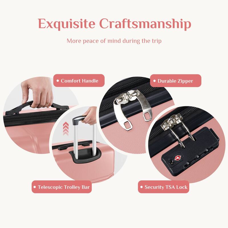 3 Piece Luggage Sets, Hard Case Expand Luggage with Rotating Wheels, TSA Lock and Retractable Handle, Durable Travel Luggage
