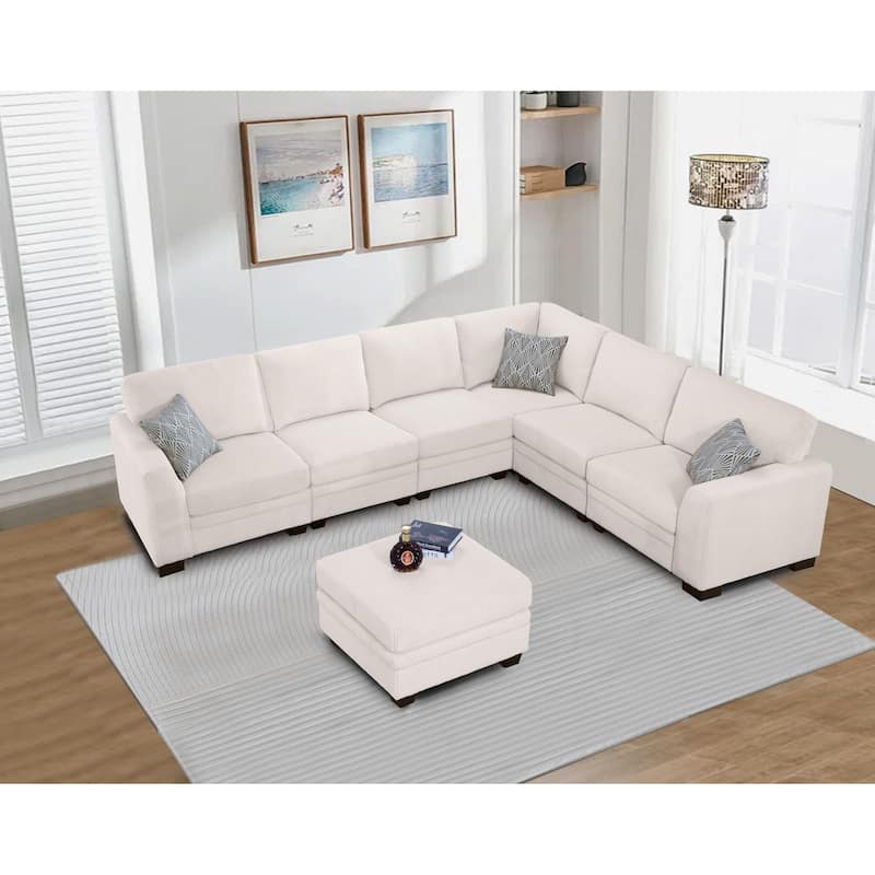 Wanderwell Home 7 PCS Corduroy Flexible Combination Sectional Sofa