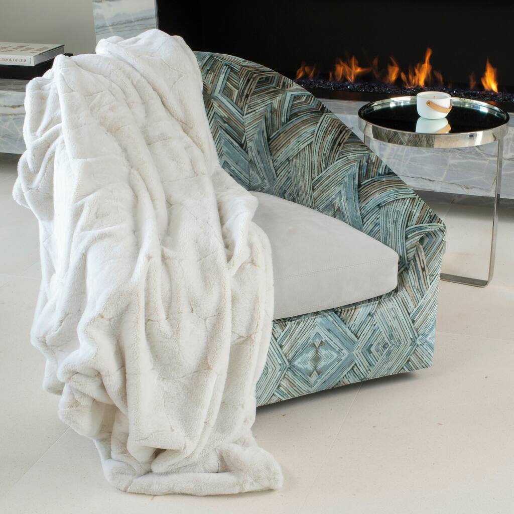 Mon Chateau Luxury Collection 60" x 75" Embossed Faux Fur Throw