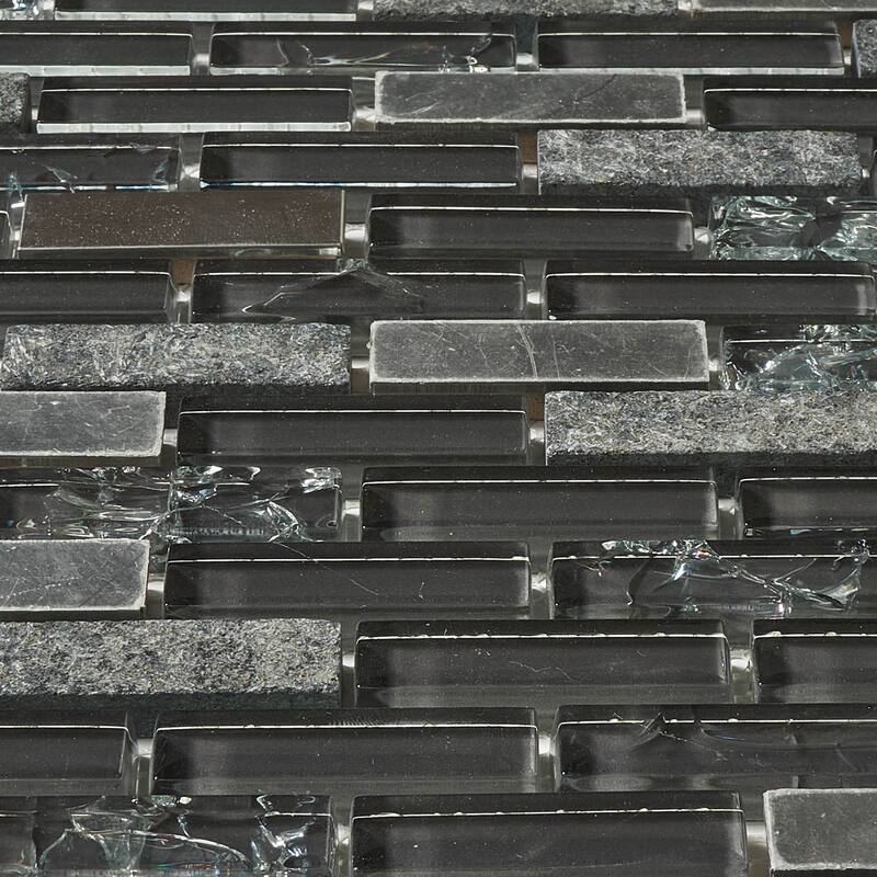 Silver Lead Random Brick Mosaic Tile