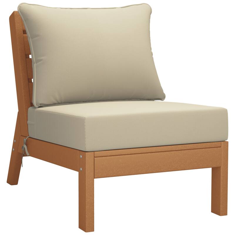 Polytrends Birchwood All Weather HDPE Outdoor Patio Deep Seating Teak Sofa With Cushions (3-Piece)