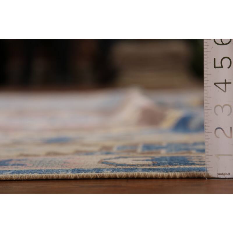 Hand Knotted Oriental 100% Wool Carpet Transitional Geometric Navy Blue & Blues Oushak Area Rug - 10' 9'' X 8' 4''