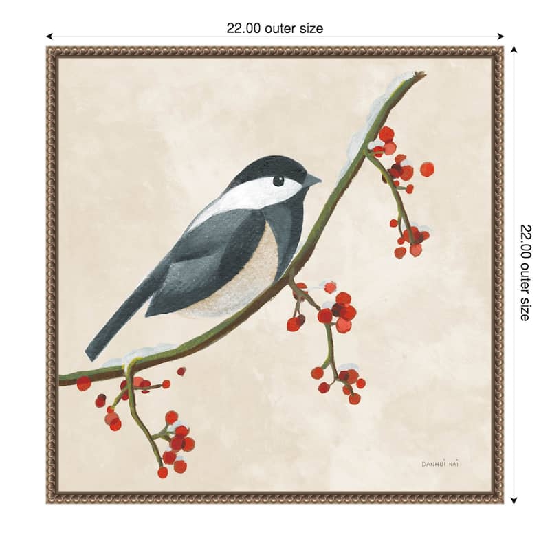 Festive Friends II by Danhui Nai (22 x 22 in.), Framed Canvas Wall Art Print - Sylvie Beaded Dark Gold
