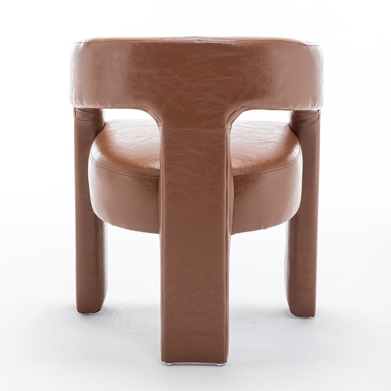 SEYNAR Modern Glam PU Leather Upholstered Dining Chair, Open-Back Accent Chair Set of 2