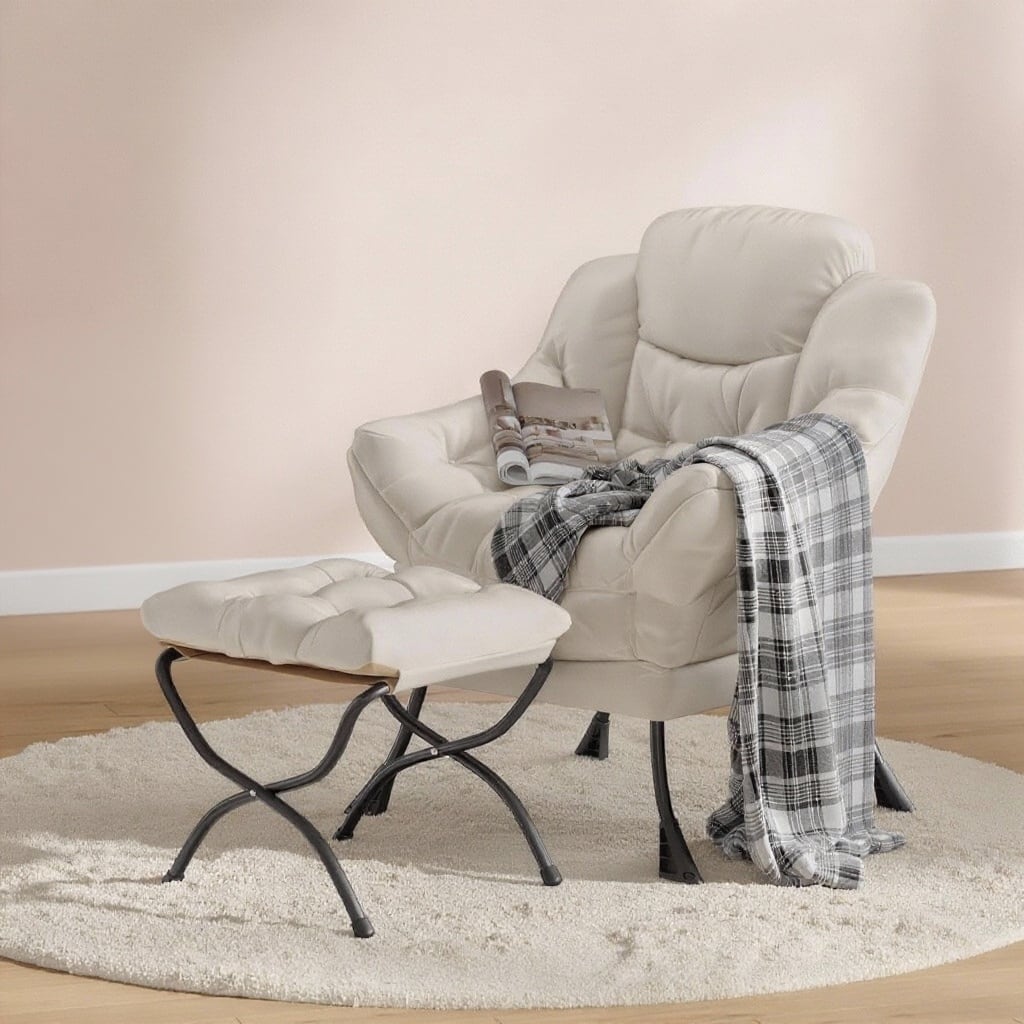 Lazy Chair and Ottoman, with Side Pocket and Arm