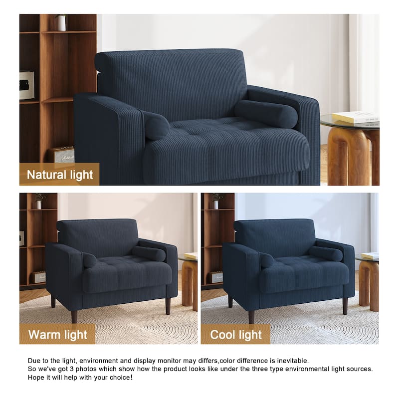 Aronas Modern Corduroy Wide Accent Chair with Pillows
