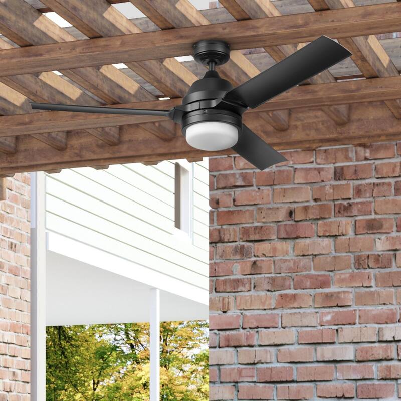 54" Honeywell Port Isle Wet Rated Outdoor Ceiling Fan with Light, Remote Control, Weather Resistant Blades