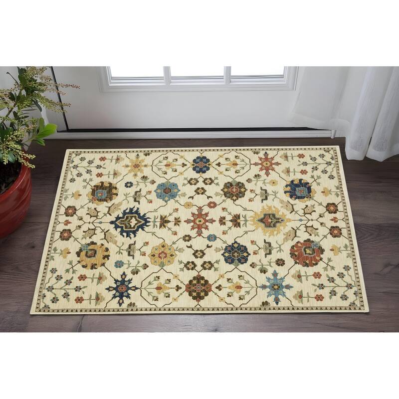 HomeRootsOriental Traditional Runner Area Rug - 36.22' X '23.62' X '0.32 - Gold/Ivory