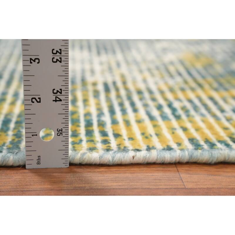 Hand Knotted Oriental Viscose Silk Carpet Modern Abstract Green Abstract Area Rug - 3' 10'' X 2' 0''