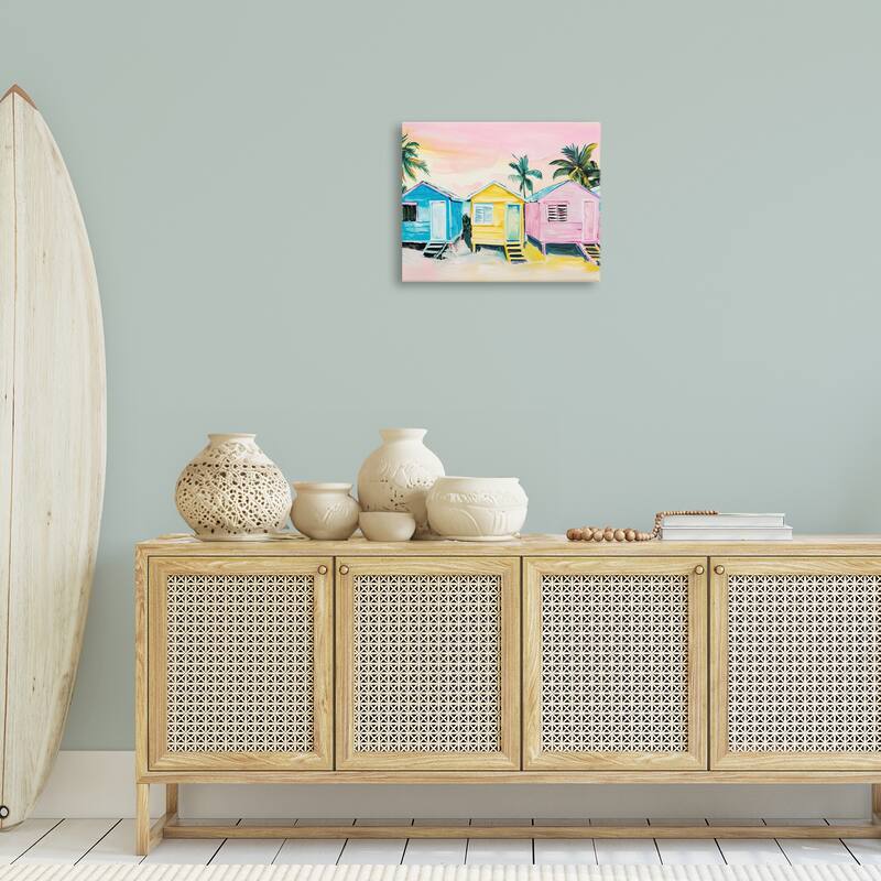 Stupell Pastel Tropical Beach Cabins Canvas Wall Art Design By Arlington Prints