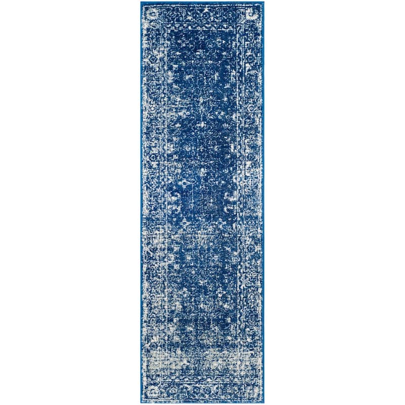 SAFAVIEH, Evoke Karola Vintage Boho Rug - 2'2" x 15' Runner - Navy/Ivory