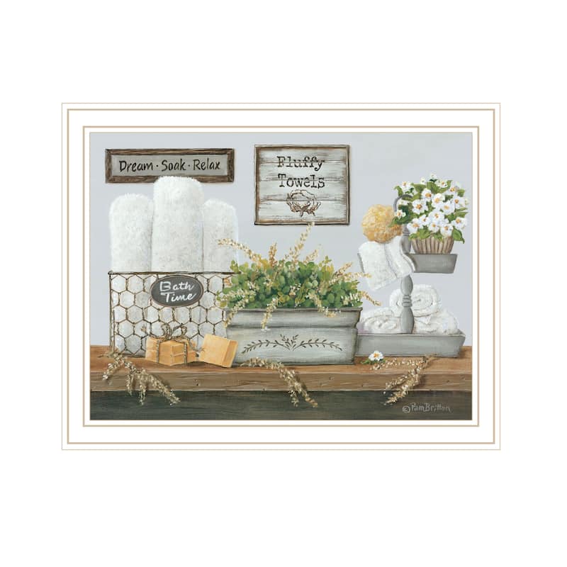 TrendyDecor4U Contemporary "Fluffy Towels" Framed Print Wall Art - White