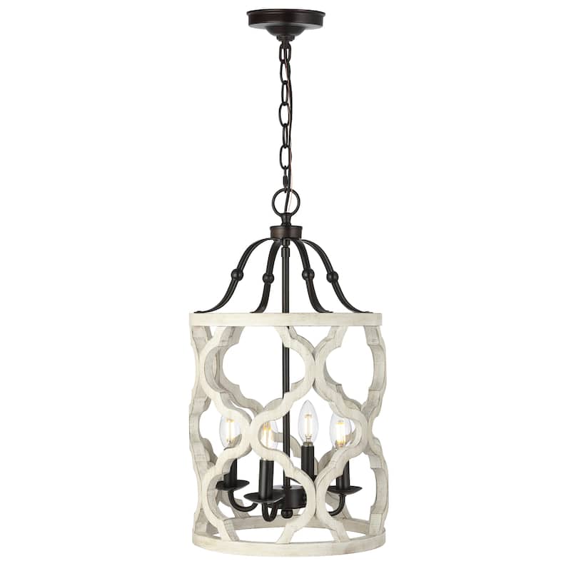 SAFAVIEH Lighting Riona Pendant - 12"x12"x26-98" - Oil Rubbed Bronze (Black) /White - 12Wx12Dx74H