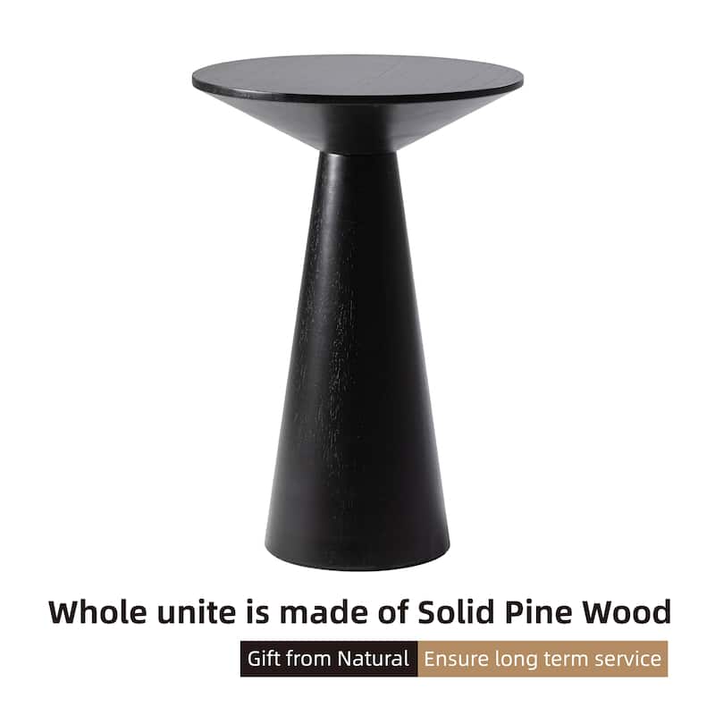 COZAYH Farmhouse Pedestal End Table, Round Martini Table Wood Plant Stand Rustic Small Drink Table for Living Room, Bedroom