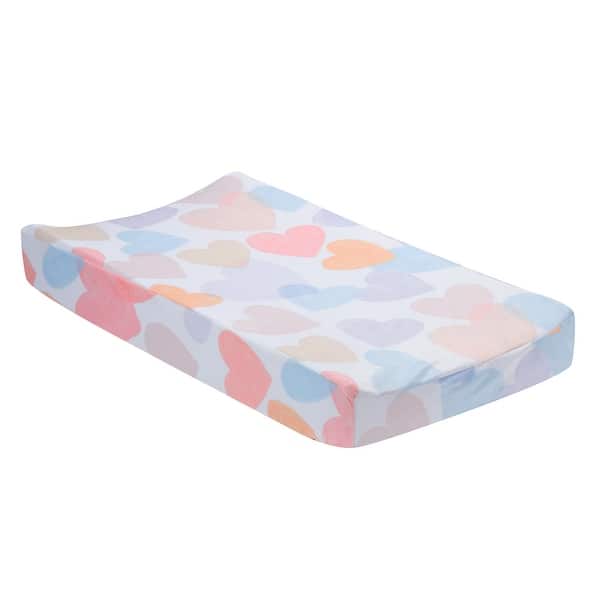 slide 2 of 6, Bedtime Originals Rainbow Hearts Pink/Purple Baby/Infant Changing Pad Cover