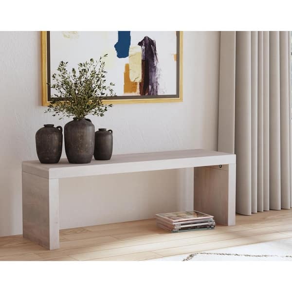 Karson White Sand Solid Wood Bench by East at Main - 51x15x18 - Bed ...