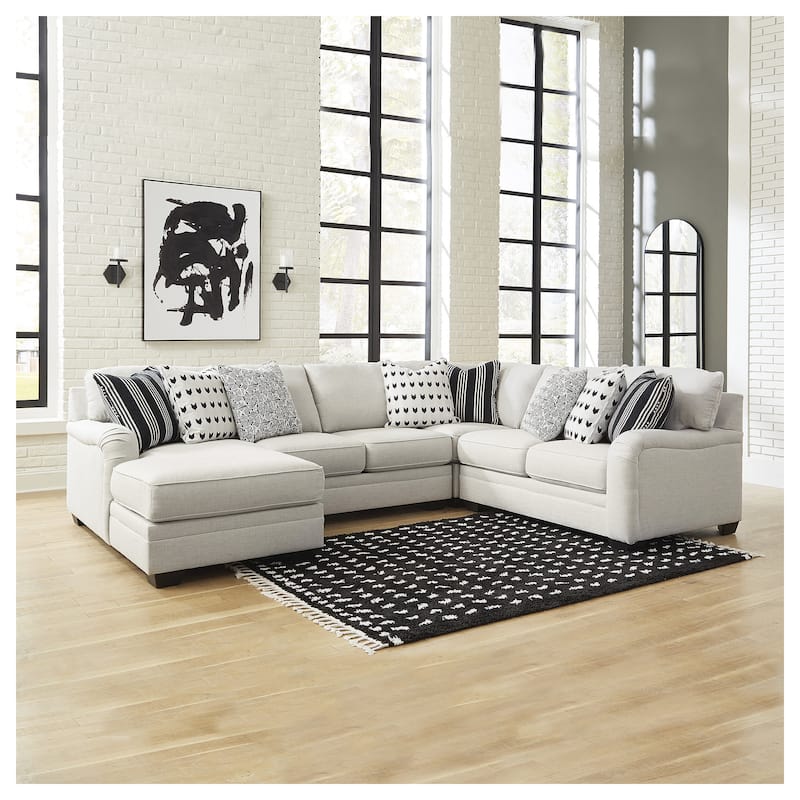 Signature Design by Ashley Huntsworth Dove Gray 4-Piece Sectional with Chaise - 128"W x 99"D x 38"H - Right Facing
