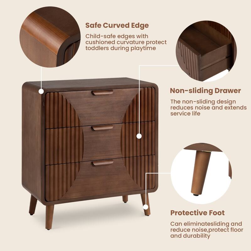 COSIEST Modern Brown Nightstand with Drawers