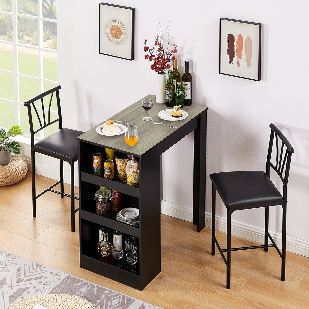Black Finish Modern Counter Height Dining Table w/Options