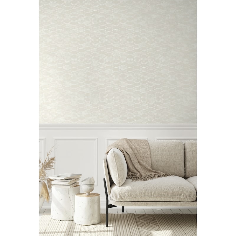 Seabrook Designs Piccola Geometric Horizontal Ogee Non-Woven Unpasted Wallpaper