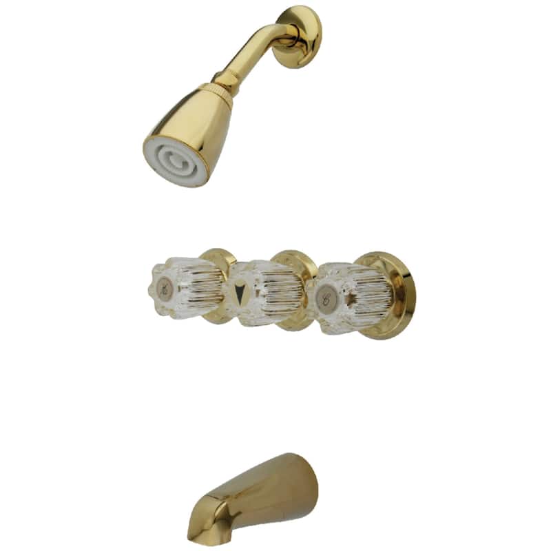 Three-Handle Tub and Shower Faucet - Polished Brass