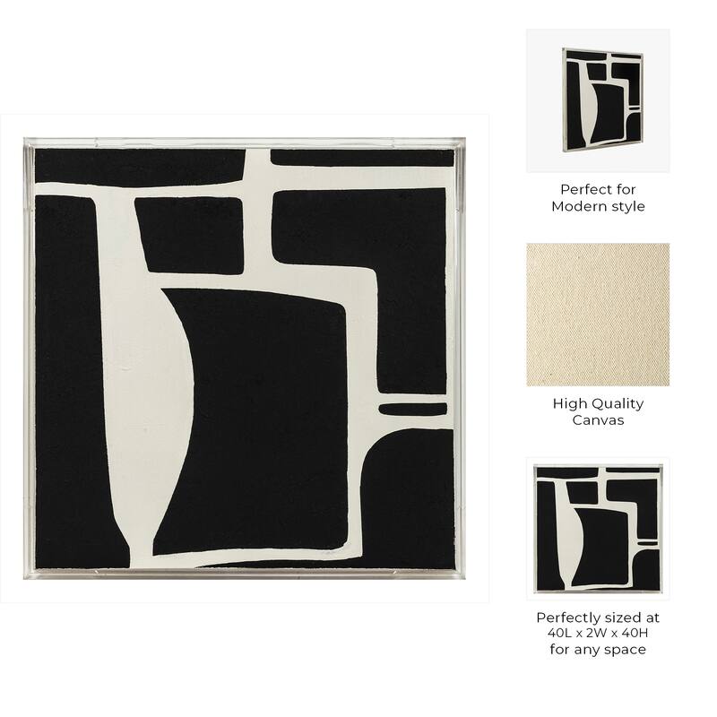 Canvas Wall Art Wood Frame Abstract Decorative Design - 40" Multi