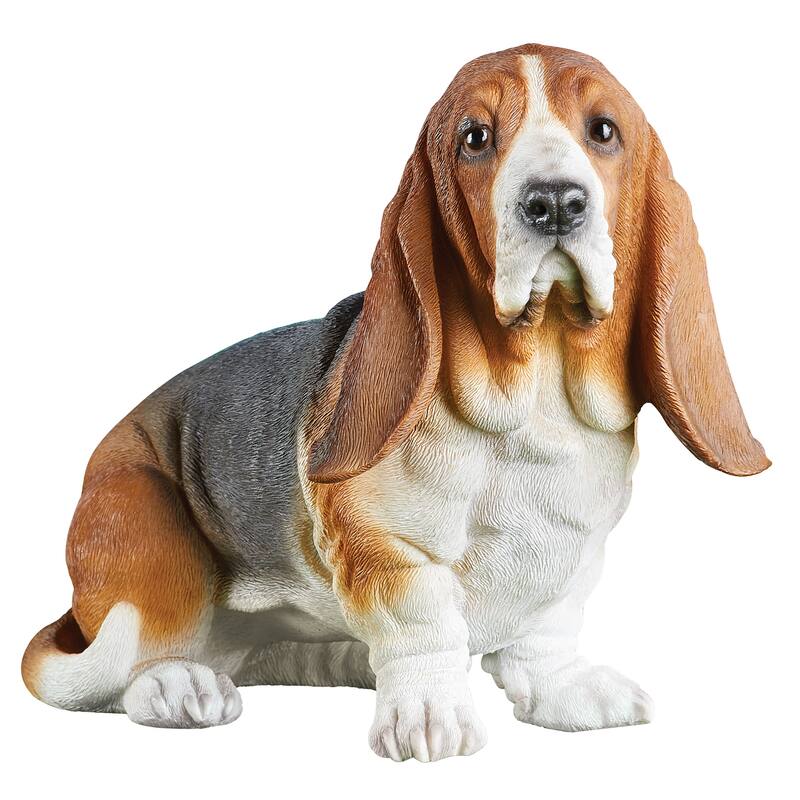 Hand-Painted Basset Hound Decorative Statue - 8.25 x 6.63 x 4.25