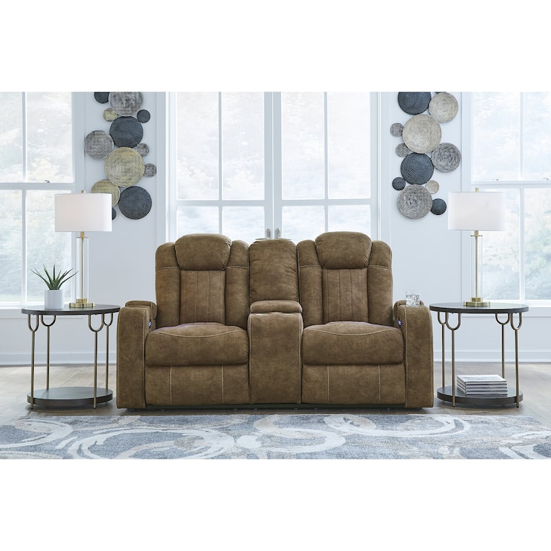Signature Design by Ashley Wolfridge Brindle Power Reclining Loveseat - 75"W x 42"D x 42"H