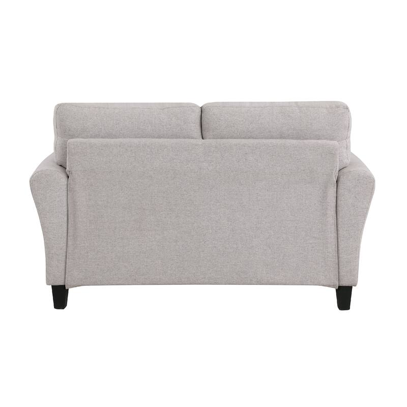 Leroi Loveseat, 58 Inch, Gray Fabric and Round Flared Armrests