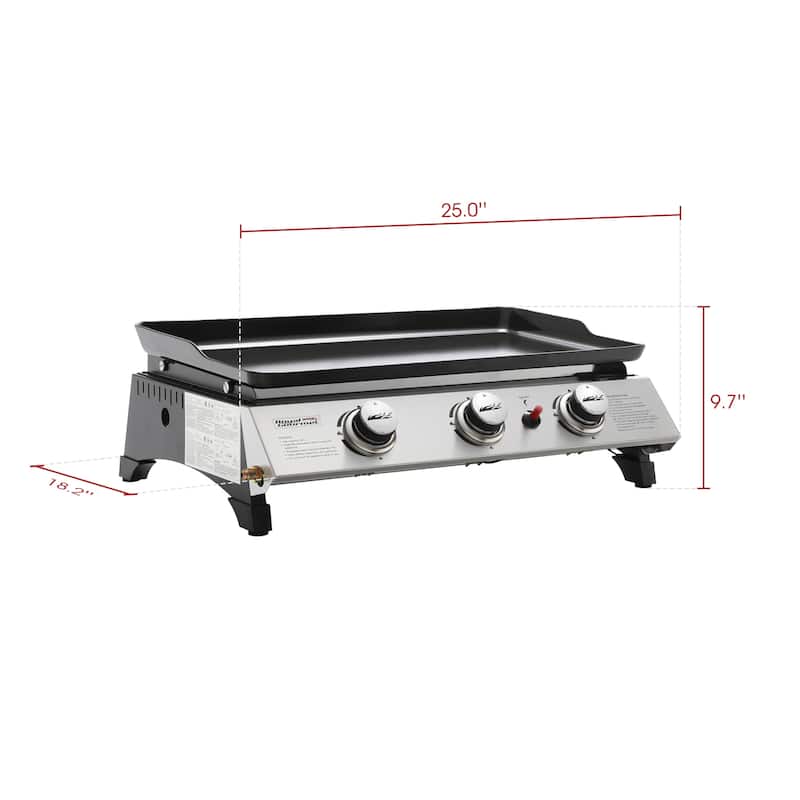 Royal Gourmet 3-Burner Portable Propane Gas Grill Griddle