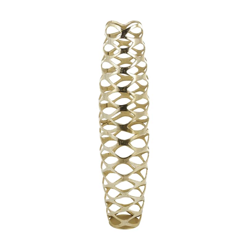 Gold Aluminum Metal Tall Cutout Geometric Decorative Vase