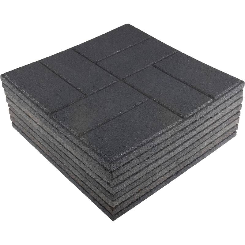 Pure Garden Rubber Deck Tiles 8-Pack - 28SQFT Outdoor Flooring Pavers