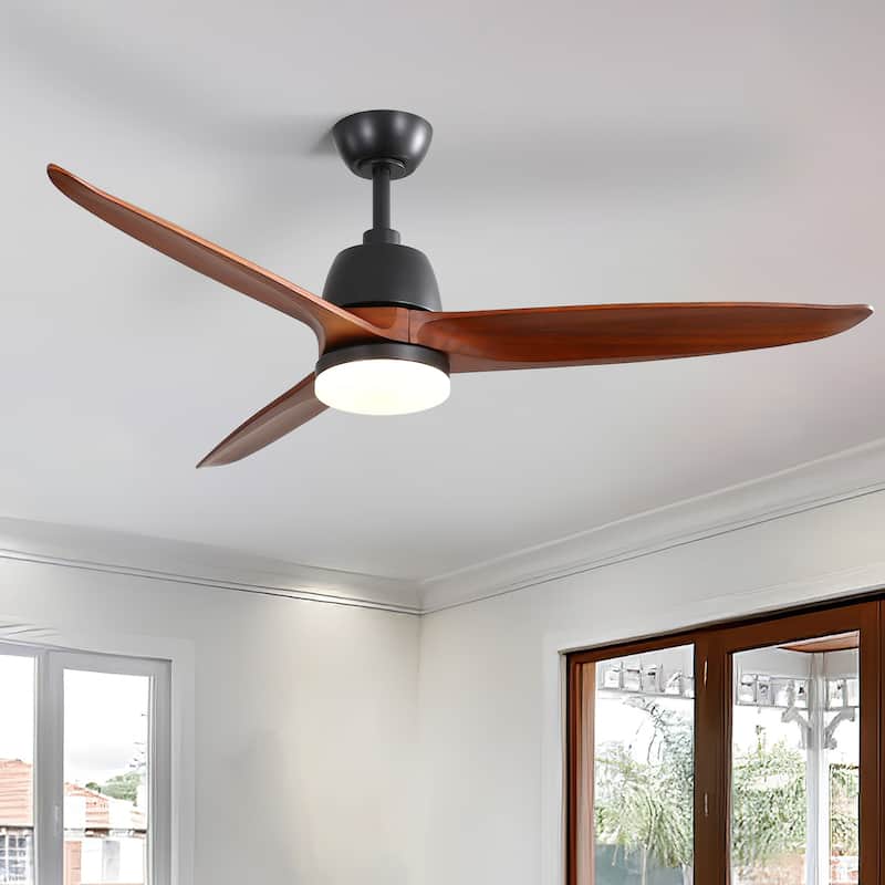Sofucor 56 inch Ceiling Fans with Light,Remote Control,3 Solid wood Blades Farmhouse ,Large Airflow - 56 Inches