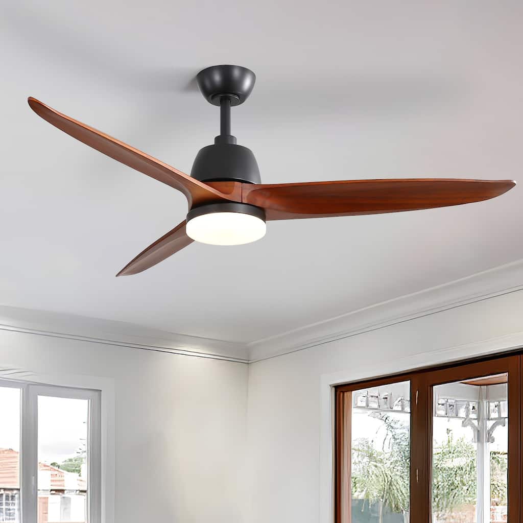 Sofucor 56 inch Ceiling Fans with Light,Remote Control,3 Solid wood Blades Farmhouse ,Large Airflow - 56 Inches