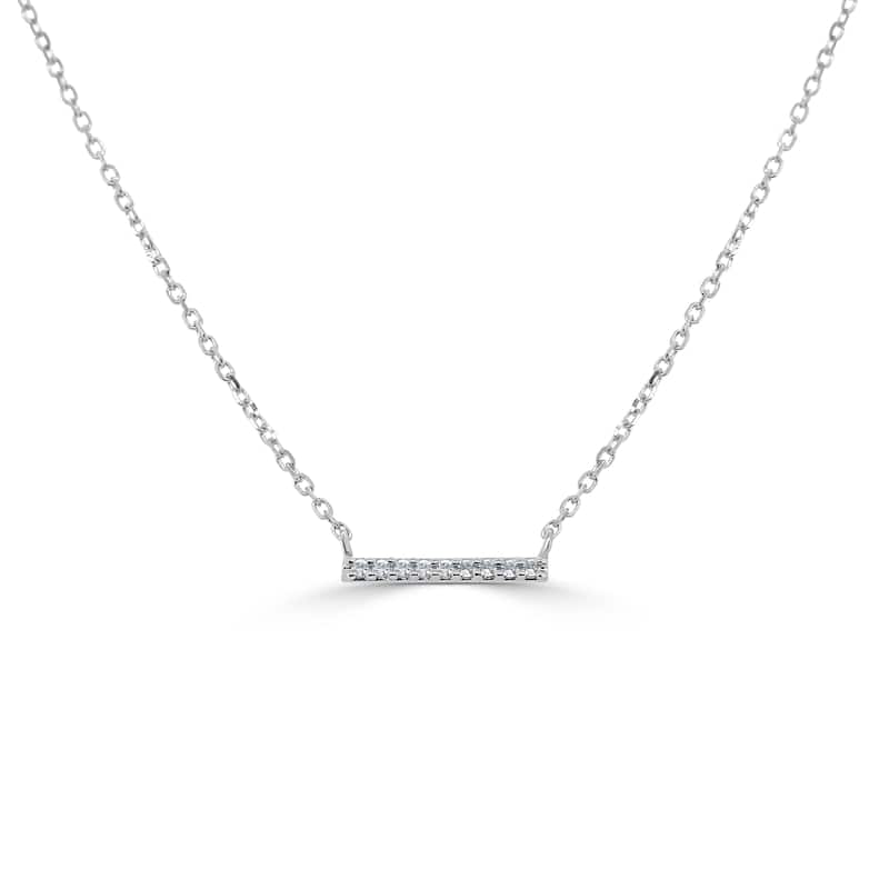 Joelle Collection Diamond Mini Bar Necklace 14K Gold 0.05ct - Adjustable Length - White