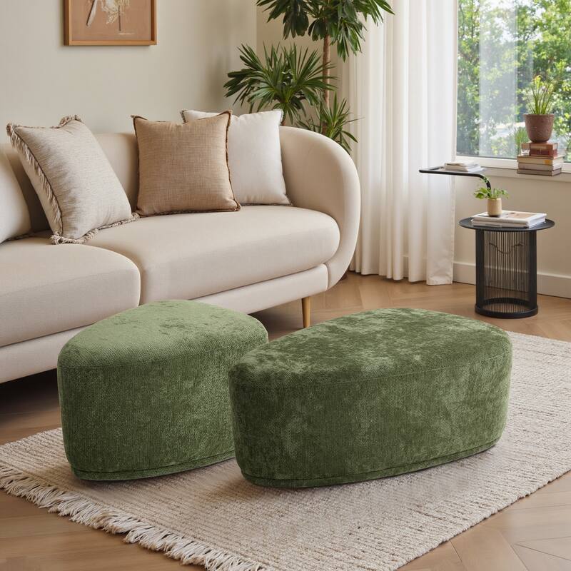 Leon 26" & 43" W Chenille Triangle Cocktail Ottoman Set