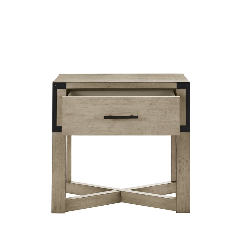 Mendocino Wood Finish X-Base End Table with Drawer by iNSPIRE Q Classic