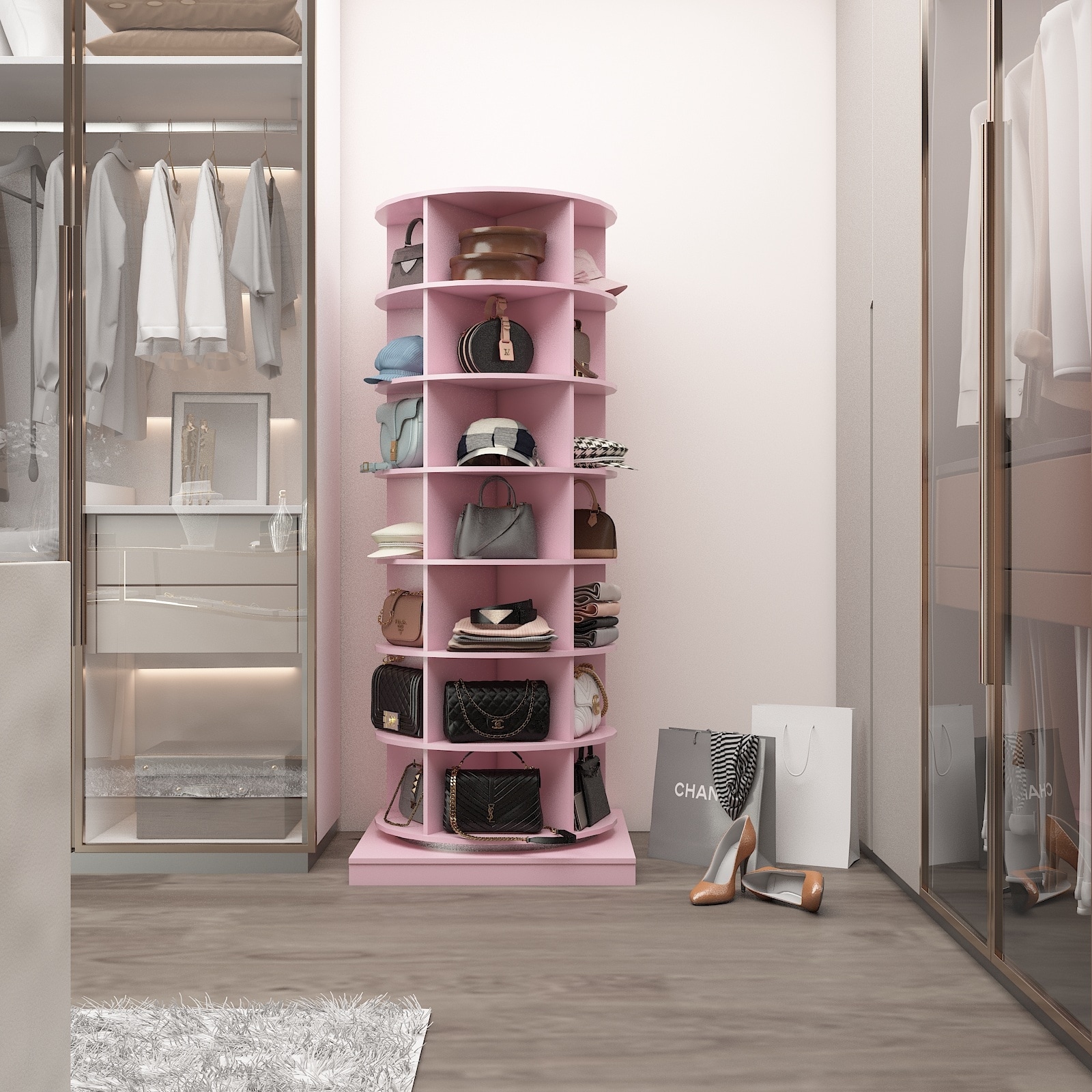 Corner rotating on sale shoe rack