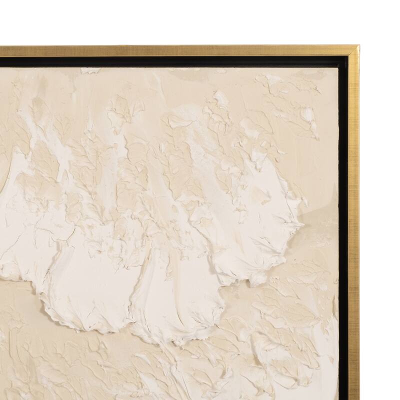 Wood Acrylic Coastal Wall Art Textured Abstract Tidal Waves - 47" Tan