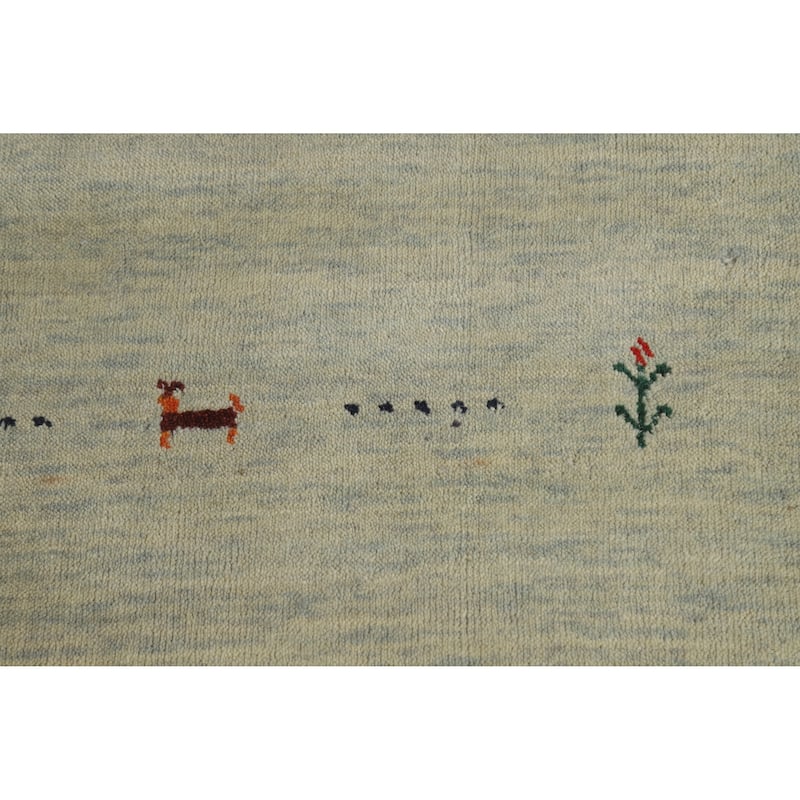 Hand Knotted Oriental 100% Wool Carpet Tribal Animal Pictorial Green Gabbeh Area Rug - 5' 10'' X 3' 11''
